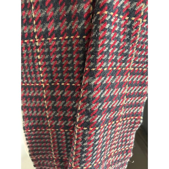 Vintage Scarf Red Black Gray Houndstooth - Picture 3 of 5